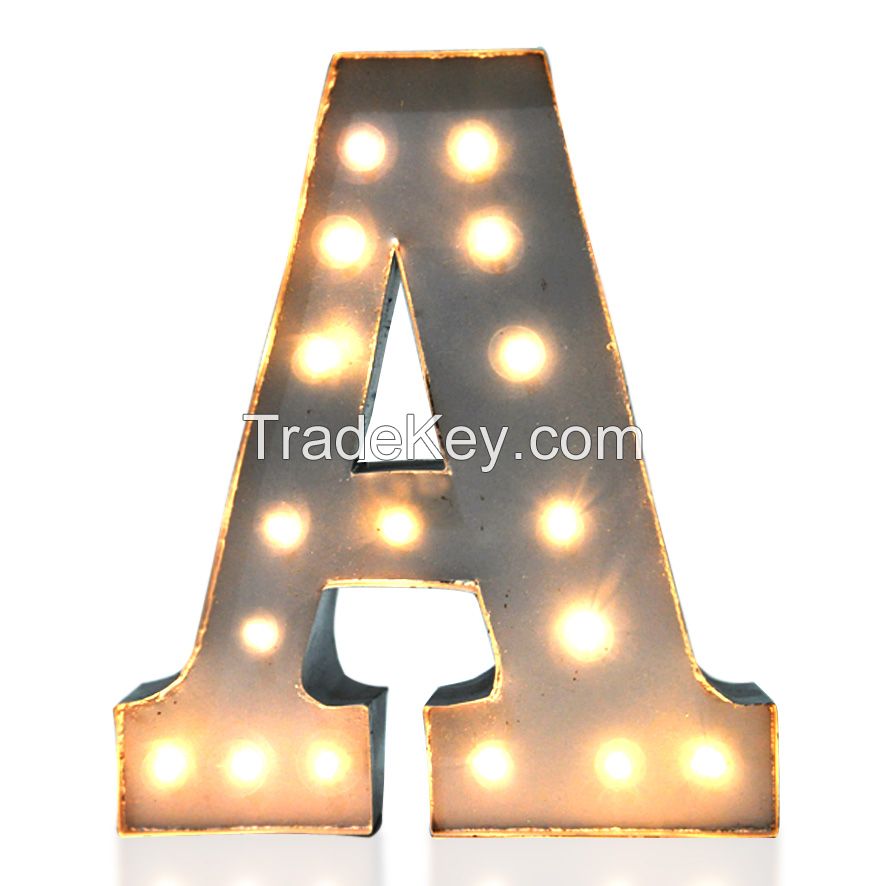 Metal Sign Marquee Letter Alphabet Light Indoor Outdoor Decoration Lamp