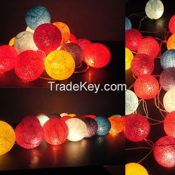 Handmade Rainbow Cotton Ball Light Festival Party Wedding Decoration Battery