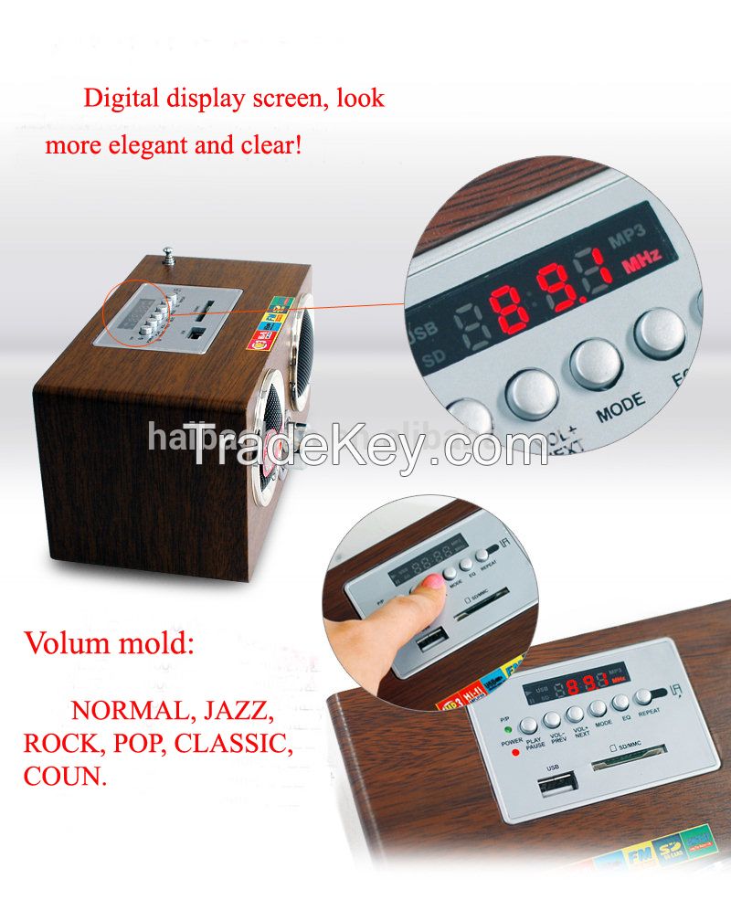 LMD-386 wooden remove control FM radio speaker