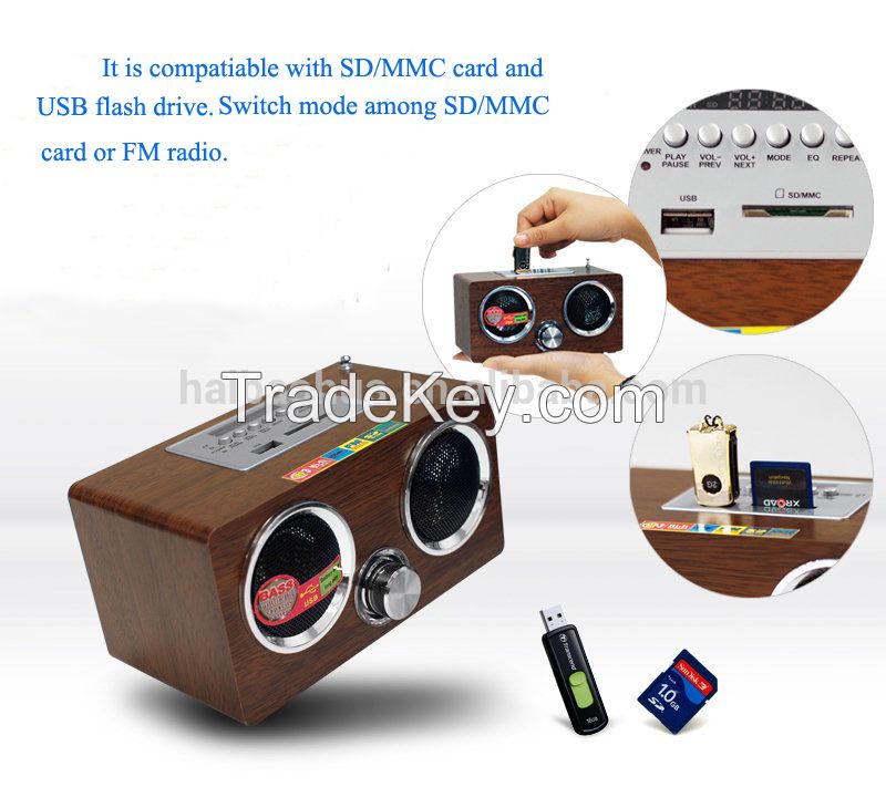 LMD-386 wooden remove control FM radio speaker