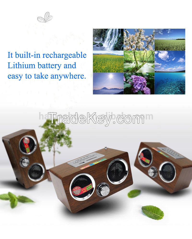 LMD-386 wooden remove control FM radio speaker