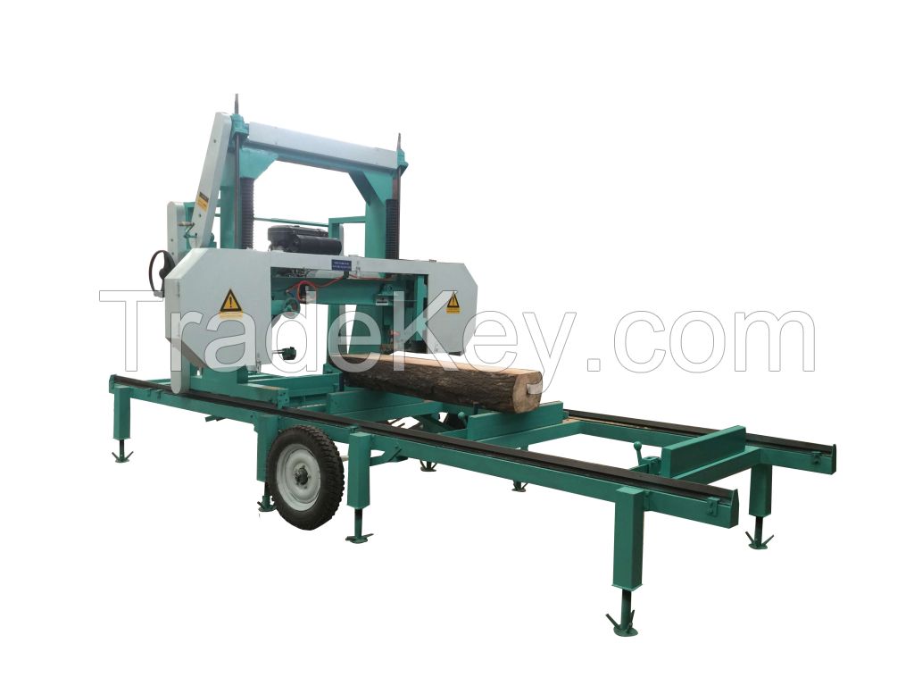 Wood Sawmill Machinery Horizontal Band Saw Diesel Engine Powered Portable Sawmill