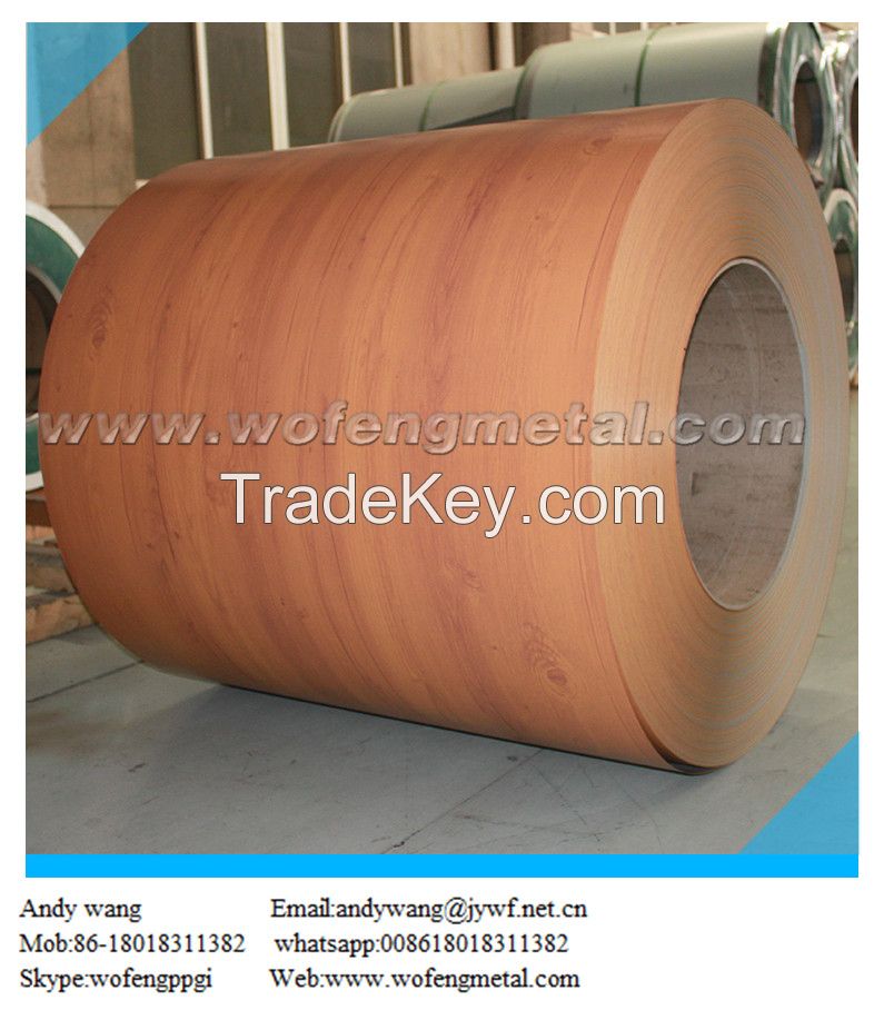 Wooden grain coil coated steel