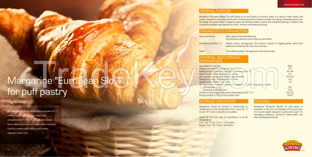 Puff pastry margarine