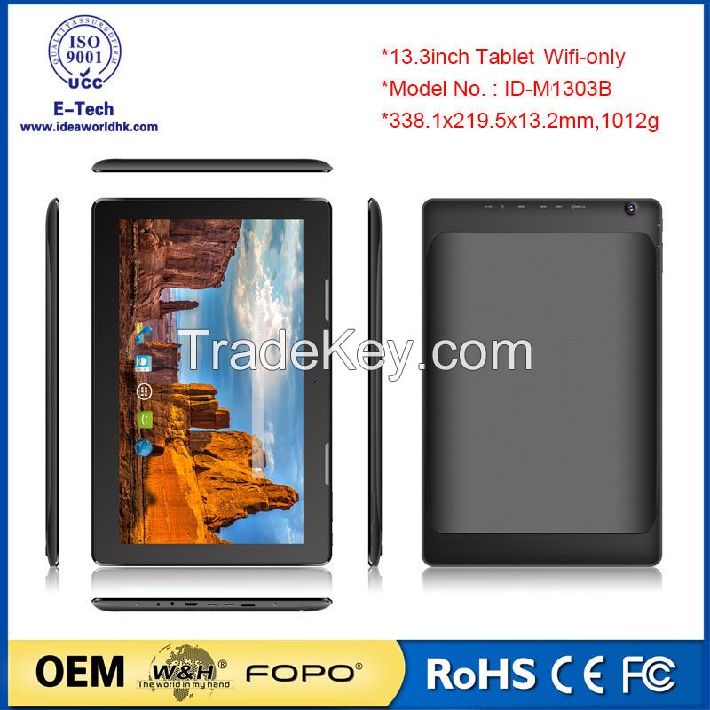 China factory OEM 13.3inch wifi tablet PC android  octa core + keypad