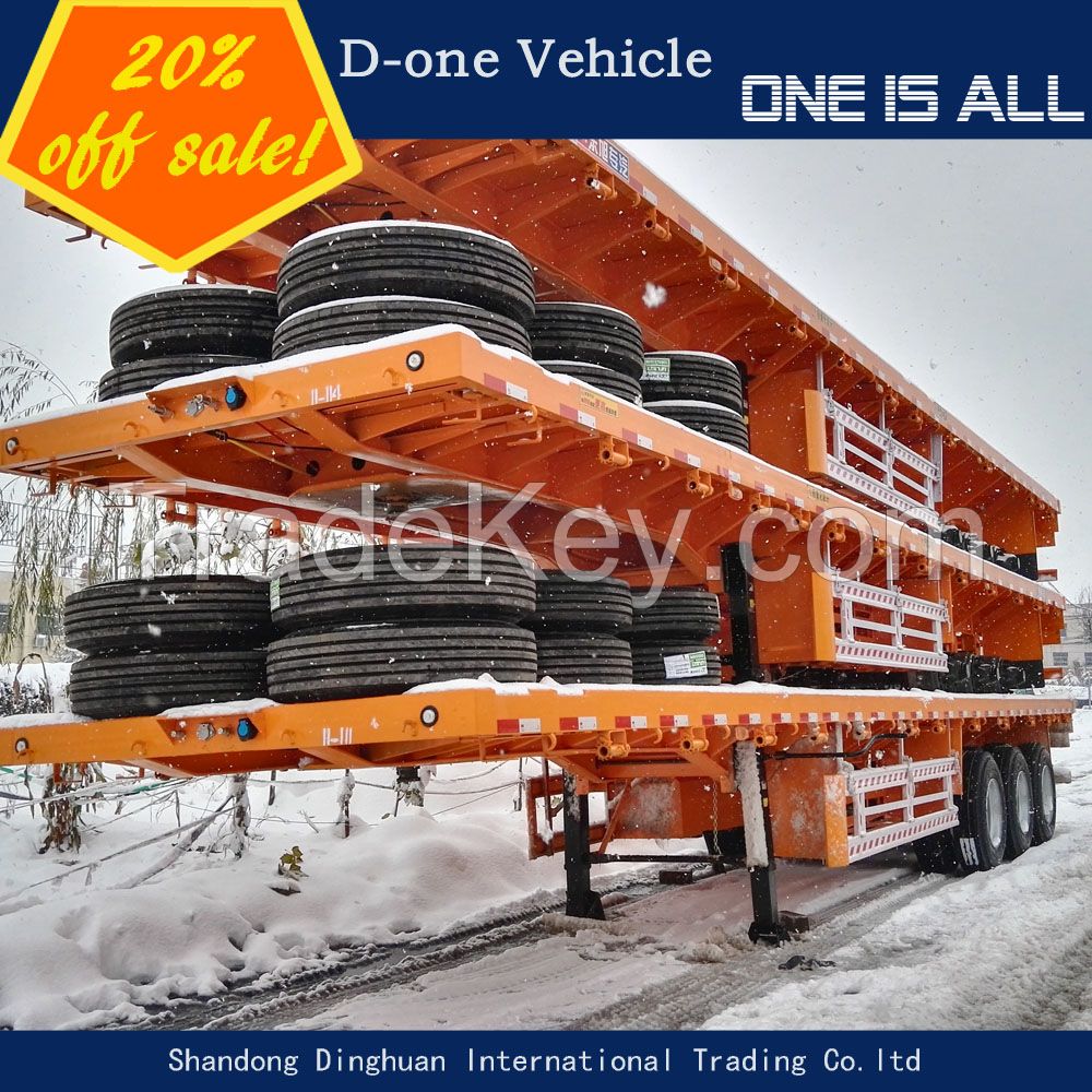 transportation 40 feet Tri Axles flatbed platform truck trailer 