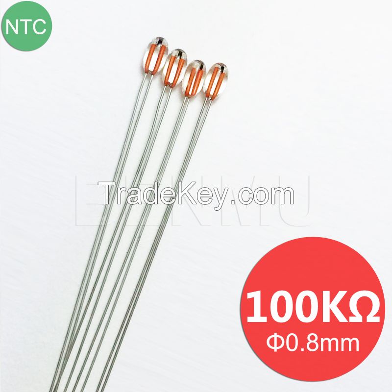 MGB08 100K 1% 3950 with 0.8mm glass bead Small NTC Thermistor thermal resistor in Heater+solar+3D printer High temperature