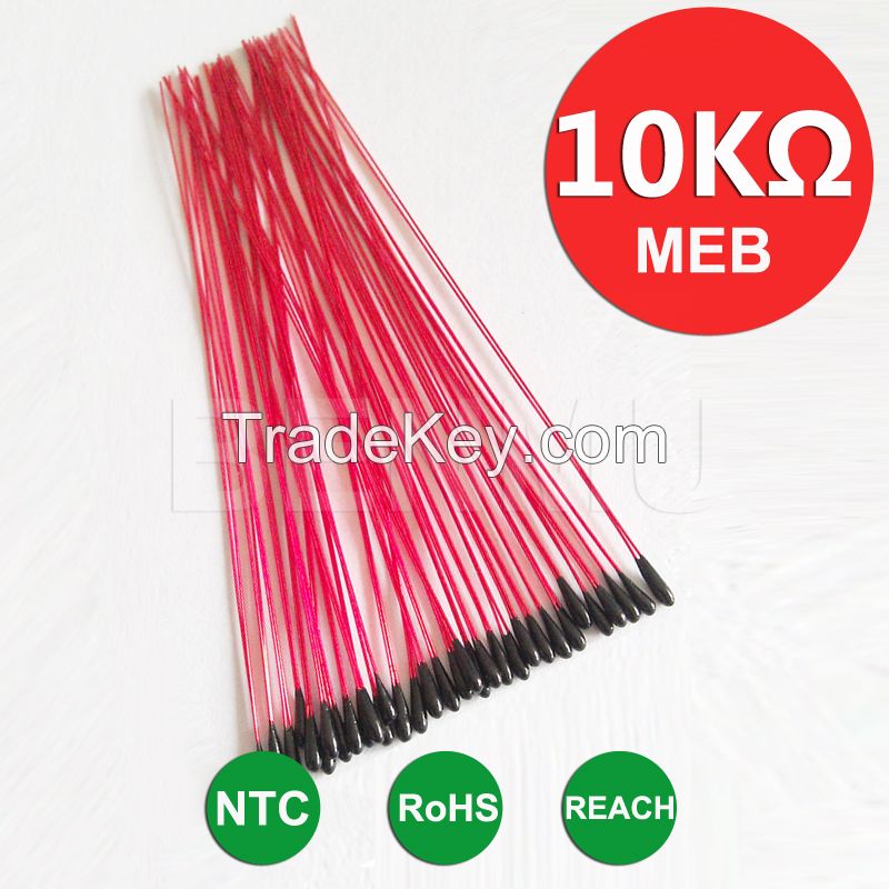 MEB 10K 1% 3950 L70mm insulated leads Epoxy resin encapsulation NTC Thermistor thermal resistor of temperature miniature sensor