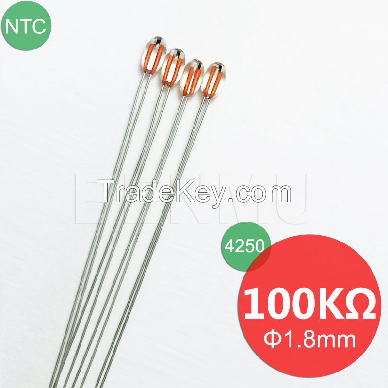 MGB08 100K 1% 3950 with 0.8mm glass bead Small NTC Thermistor thermal resistor in Heater+solar+3D printer High temperature