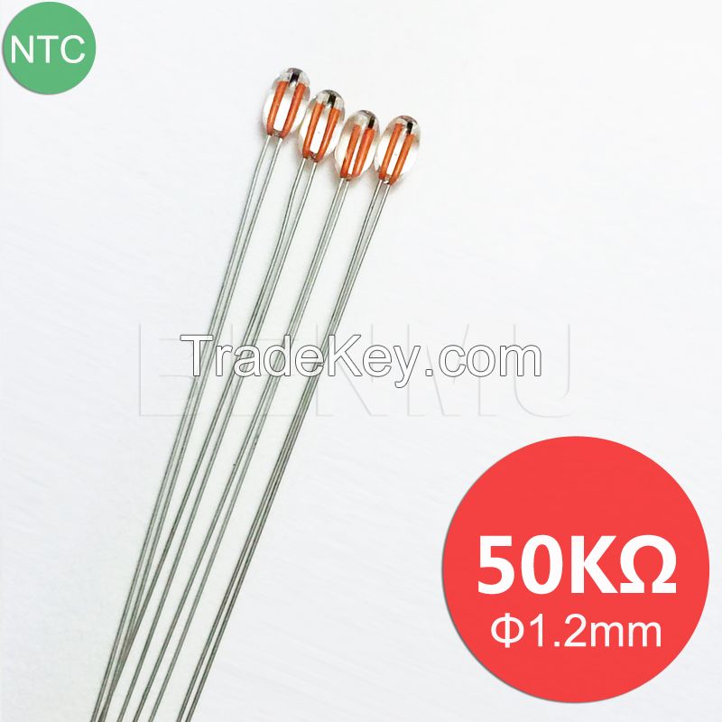 MGB12 50K 1% 3950 Small galss NTC Thermistor thermal resistor for temperature sensor in cooler+Air-conditioner+Heating Cooling