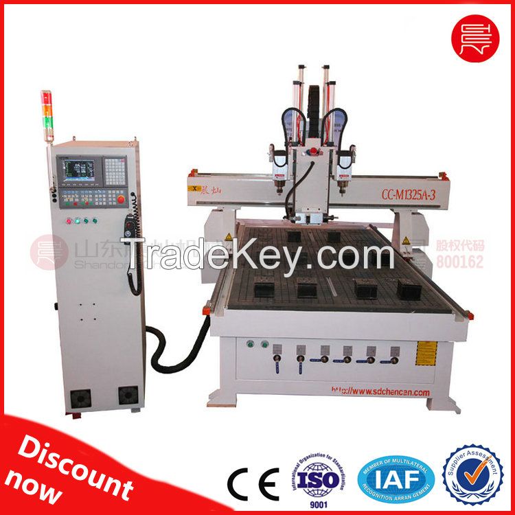 ATC cnc router 1325 1530/ATC woodworking cnc machine 1325 2040 with auto tool changer and drilling banks sawings