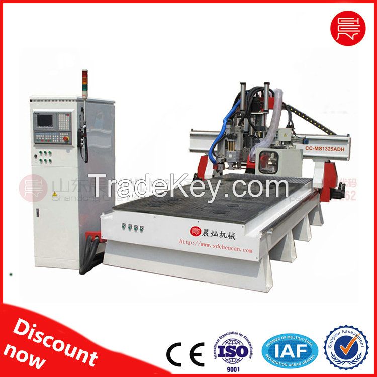 ATC cnc router 1325 1530/ATC woodworking cnc machine 1325 2040 with auto tool changer and drilling banks sawings