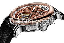 Tourbillion movement watches with leather band 