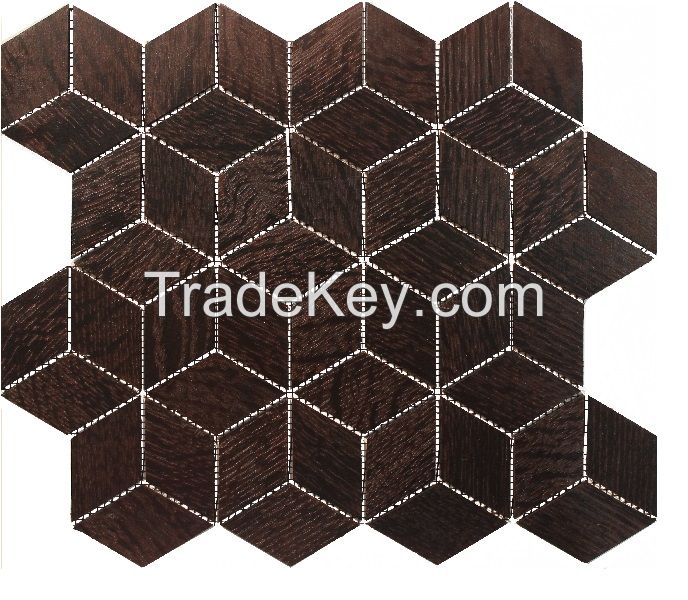 wood mosaic tiles in oak