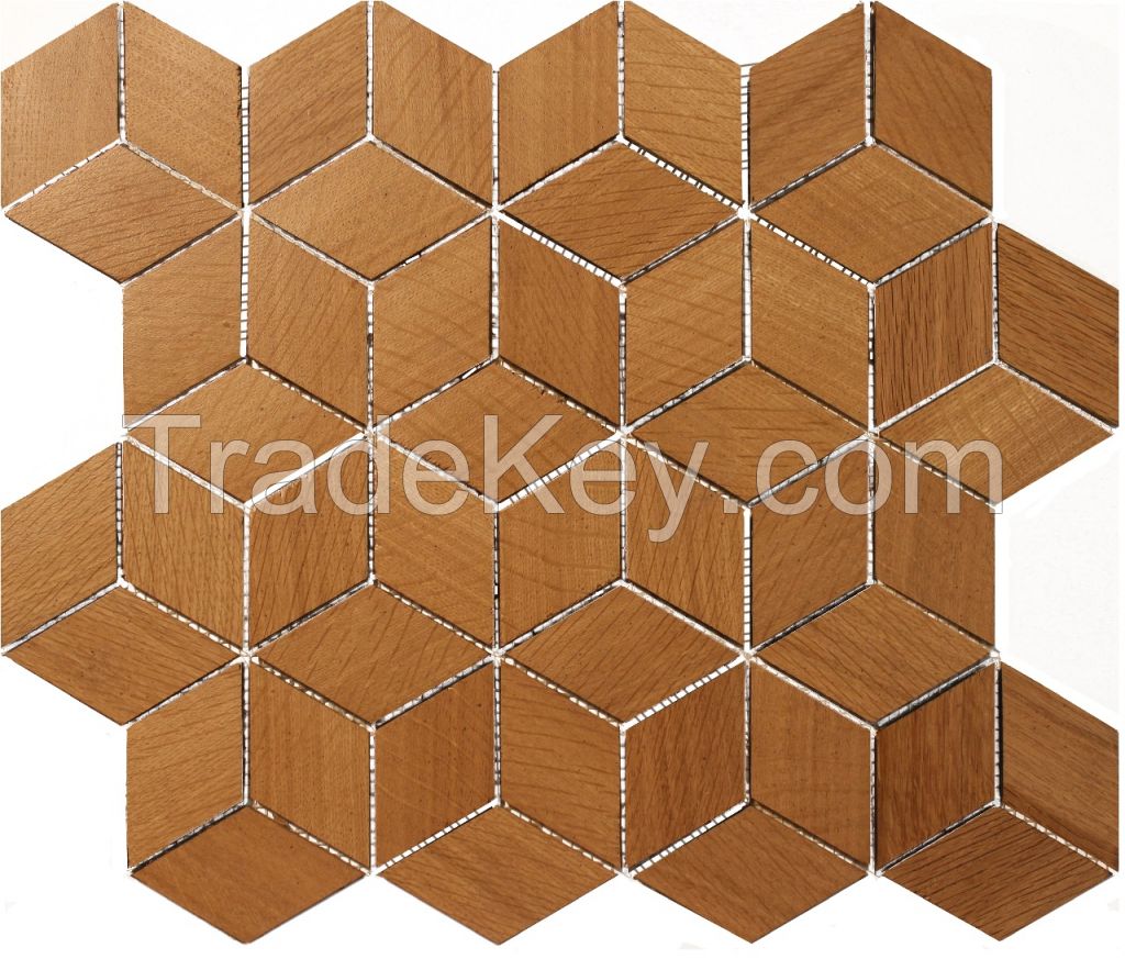 wood mosaic tiles in oak