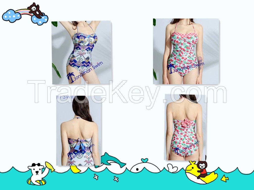 Women's Gorgeous Plicated Padded up Halter One Piece Swimwear.