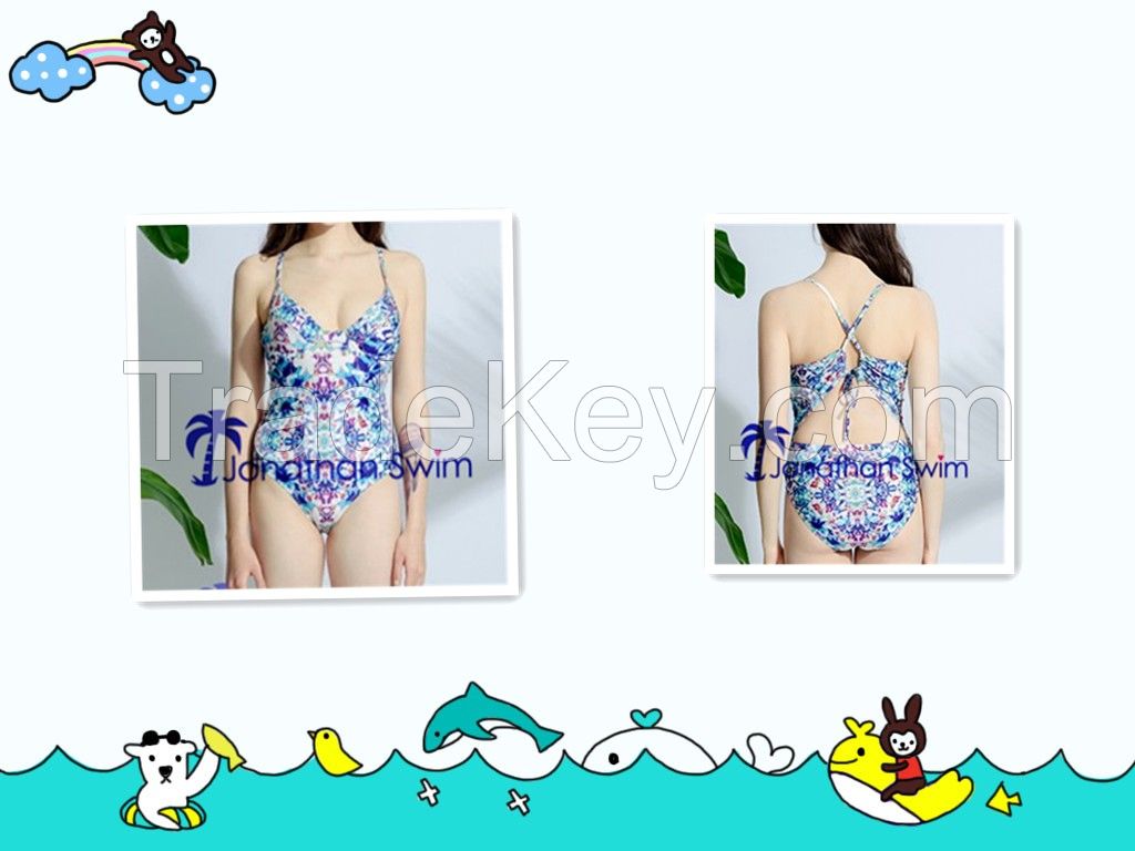 Women's Sexy and Gorgeous High Cut Full Piece in Fashion Print Swimsuits.