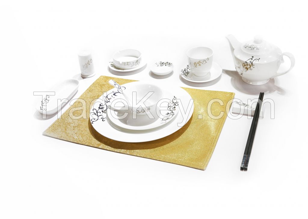 Grey Vine Flower ceramic tablewrae set