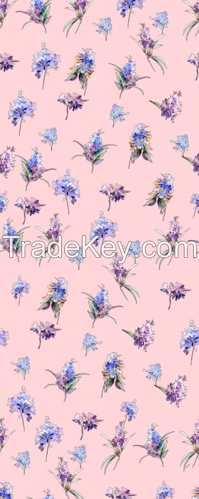 Custom Design Digital Romantic Floral Printed Silk Charmeuse 100%pure Silk Fabric