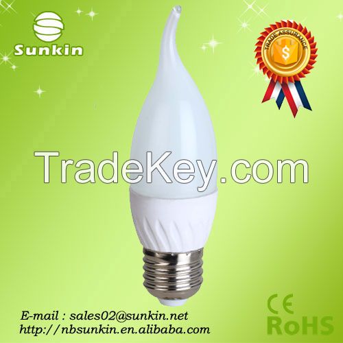 C37 LED Candle Bulb plastic and Aluminium housing 3w 4w 5w 6w 7w