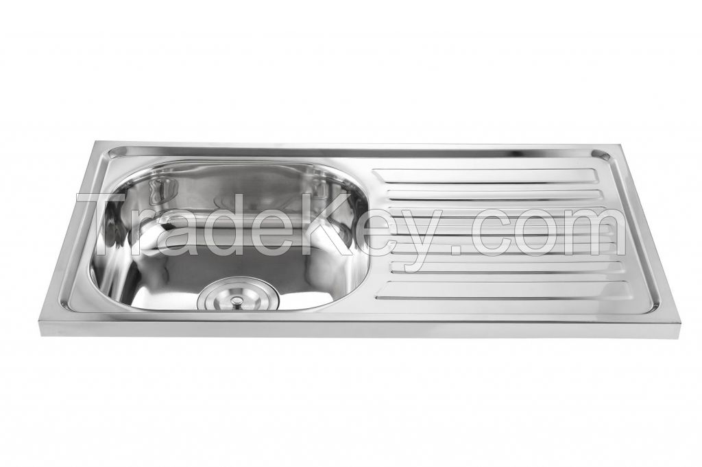 High quality standard stainless steel kitchen sink with drainboard WY-7540
