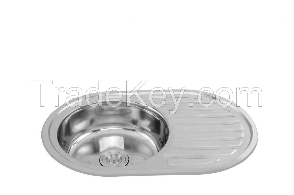 Single round bowl competitive price kitchen sink with drainboard WY-7750