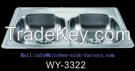 American Double Bowl Stainless Steel Sink 3322