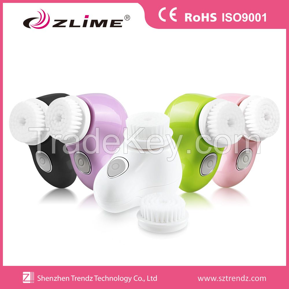 Classic Rechargeable rotary facial cleaning brush with double brush head for choice