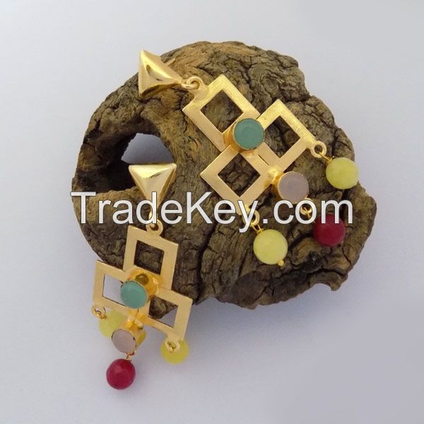 MULTI GEMSTONE TRENDY FASIHON  EARRING