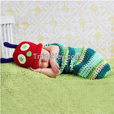 Cute Unisex Envelope Sleeping Bag Newborn Baby Photography Props Crochet Bonnets