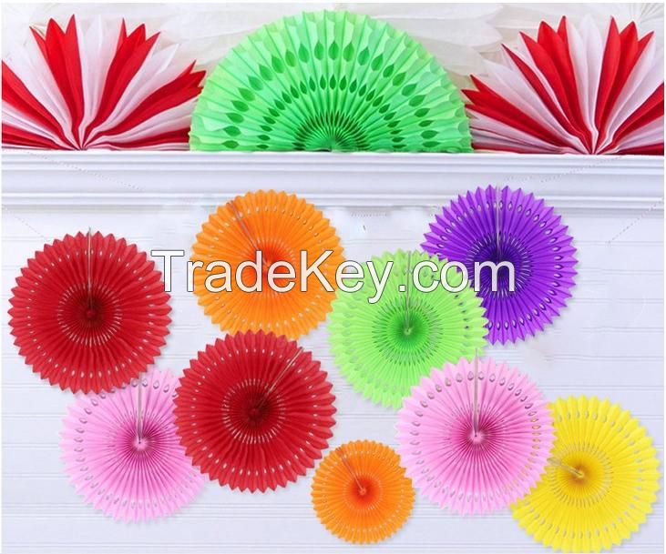Party Decoration Customized Hot Sale Tissue Paper Fans hanging paper fan for Wedding decorations
