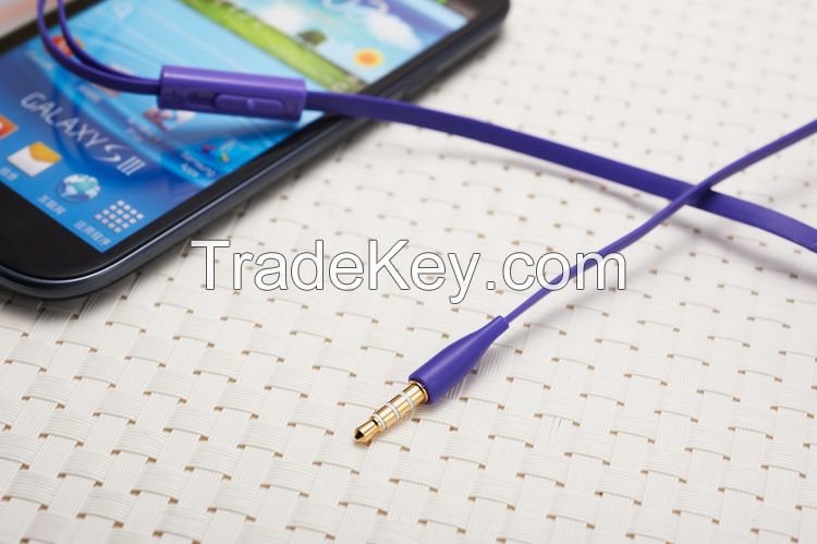 In-Ear Stereo Purple Earphone 3.5mm Headphones Headset with Mic for Iphone