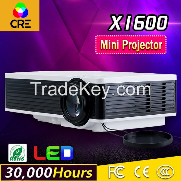 CRE X1600 Free shipping 1000 lumens 1000:1 contrast low cost lcd led mini hd home theater projectors