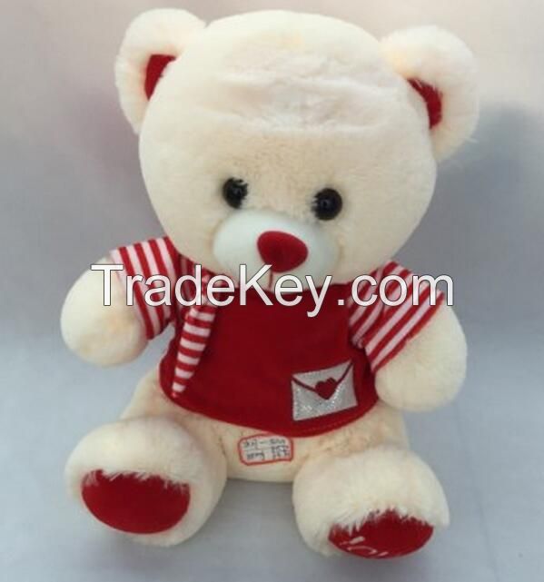 cute high quality dress cloth stuffed teddy bear plush toy for sale