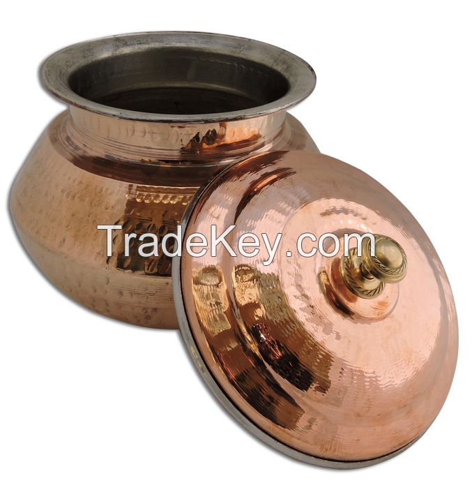 HANDMADE COPPER BIRIYANI HANDI WITH LID