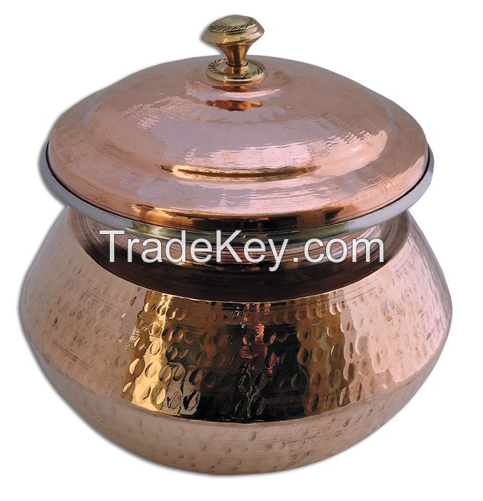 HANDMADE COPPER BIRIYANI HANDI WITH LID