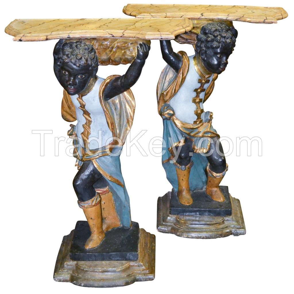 Pair Of 19th Century Italian Carved Blackamoors