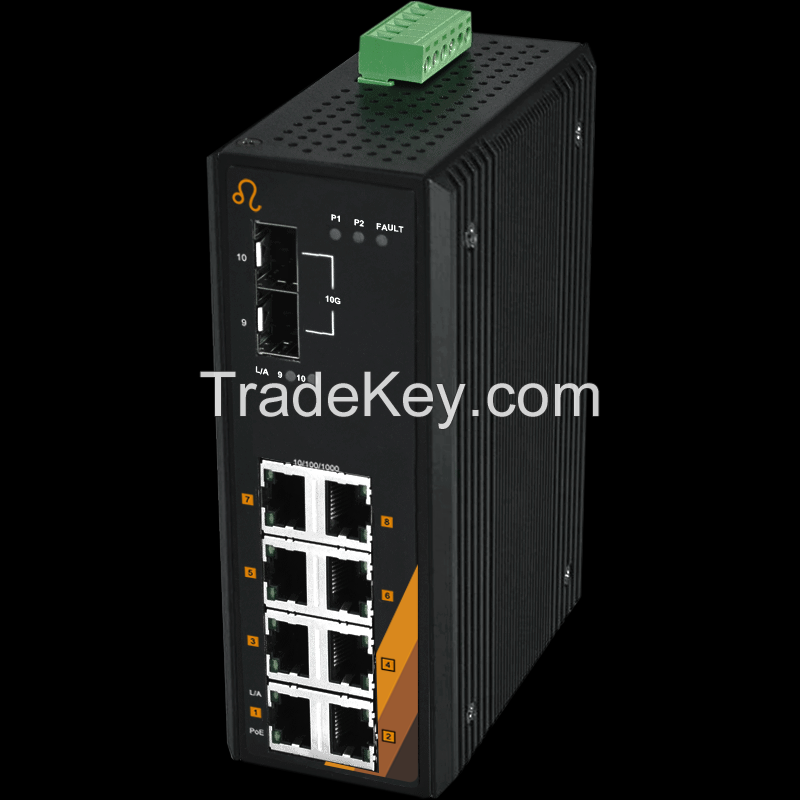 10-Port Industrial Gigabit Ethernet Switch (PG2-1002-10GSFP-24)