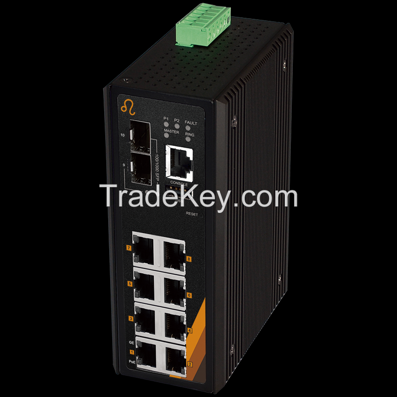 10-Port Industrial Gigabit PoE+ Managed Ethernet Switch (PG5-1002-SFP)