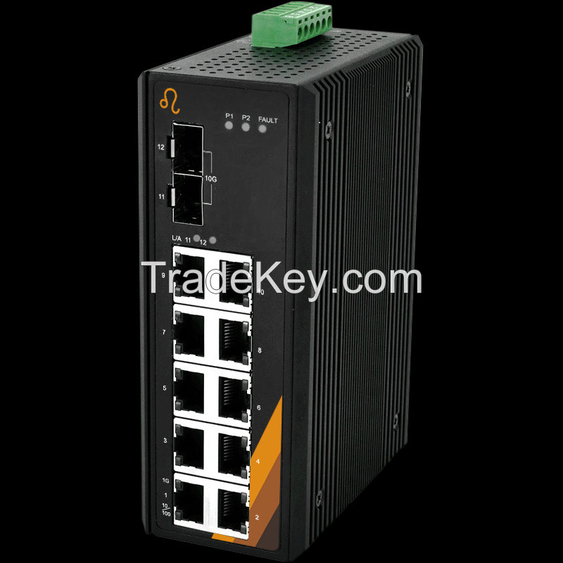 12-Port Industrial Gigabit Ethernet Switch (EG2-1202-10GSFP)