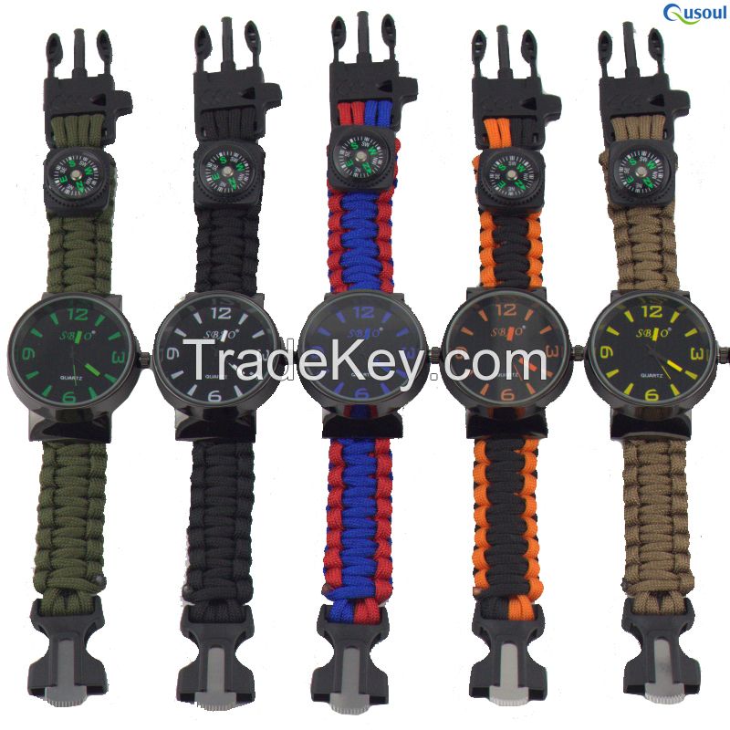 Paracord Survival Bracelet Waterproof Watch Fire starter