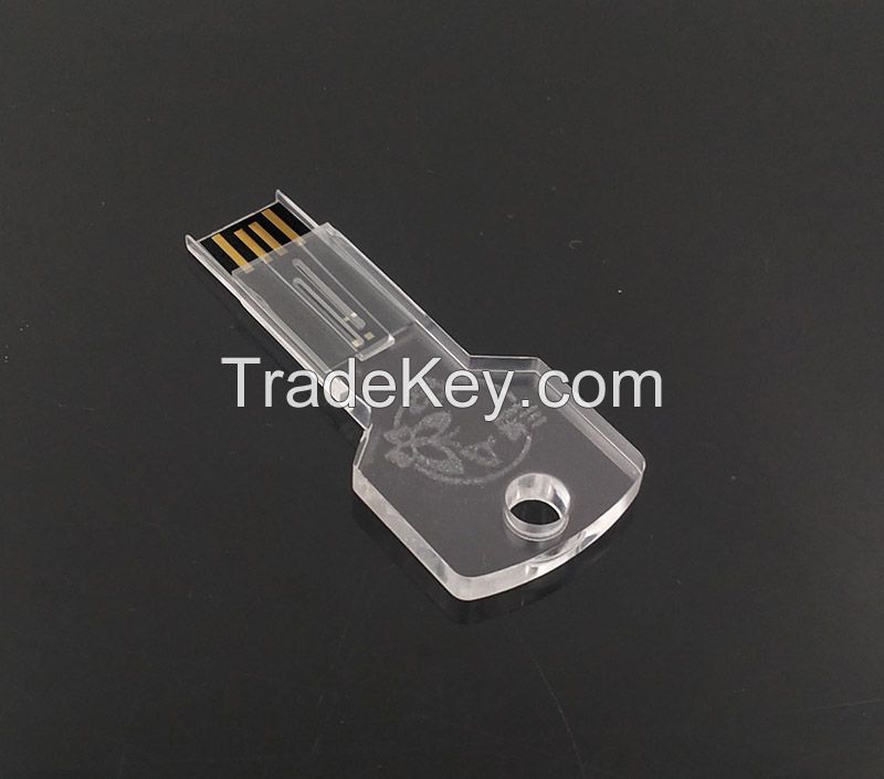 Crystal Customized USB Stick 32GB Glowing LOGO Key Shape