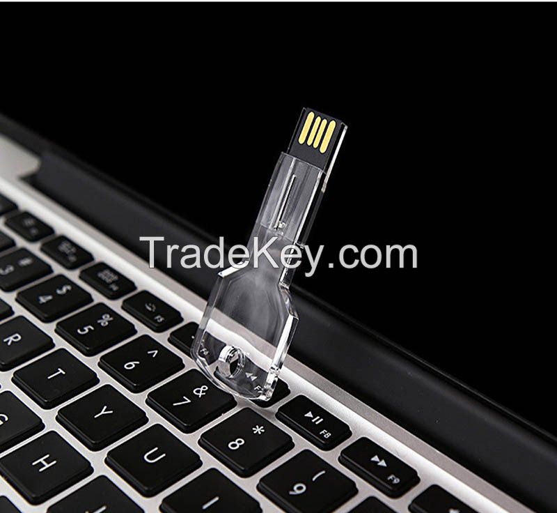 Crystal Customized USB Stick 32GB Glowing LOGO Key Shape