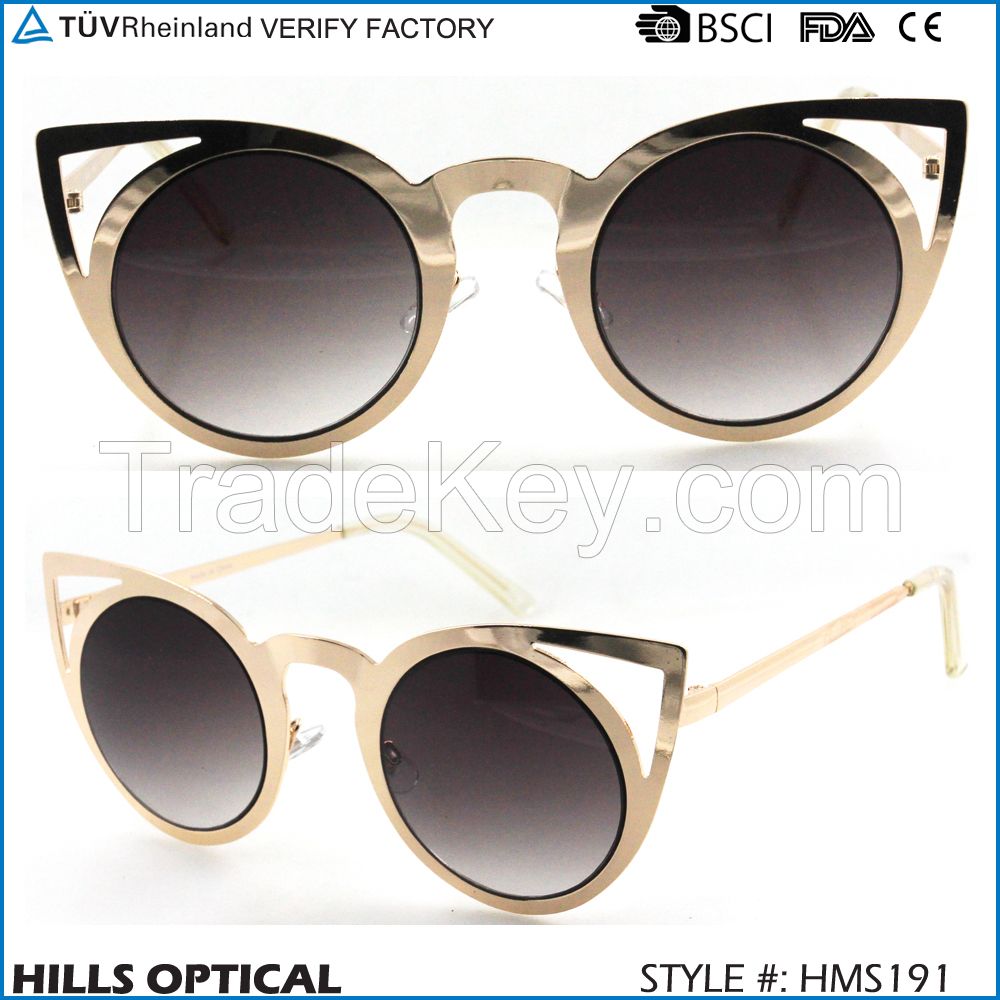 Metal frame fashion cat eye sunglasses