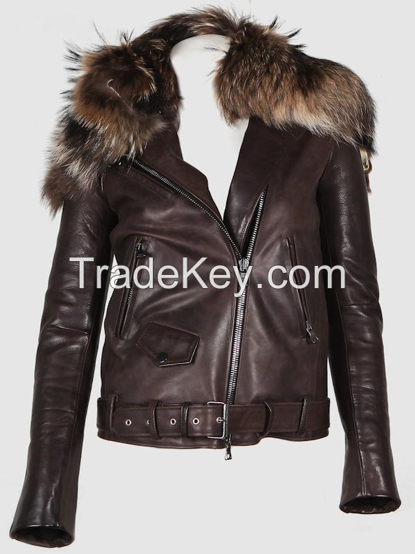 Ladies Fur Leather Jacket