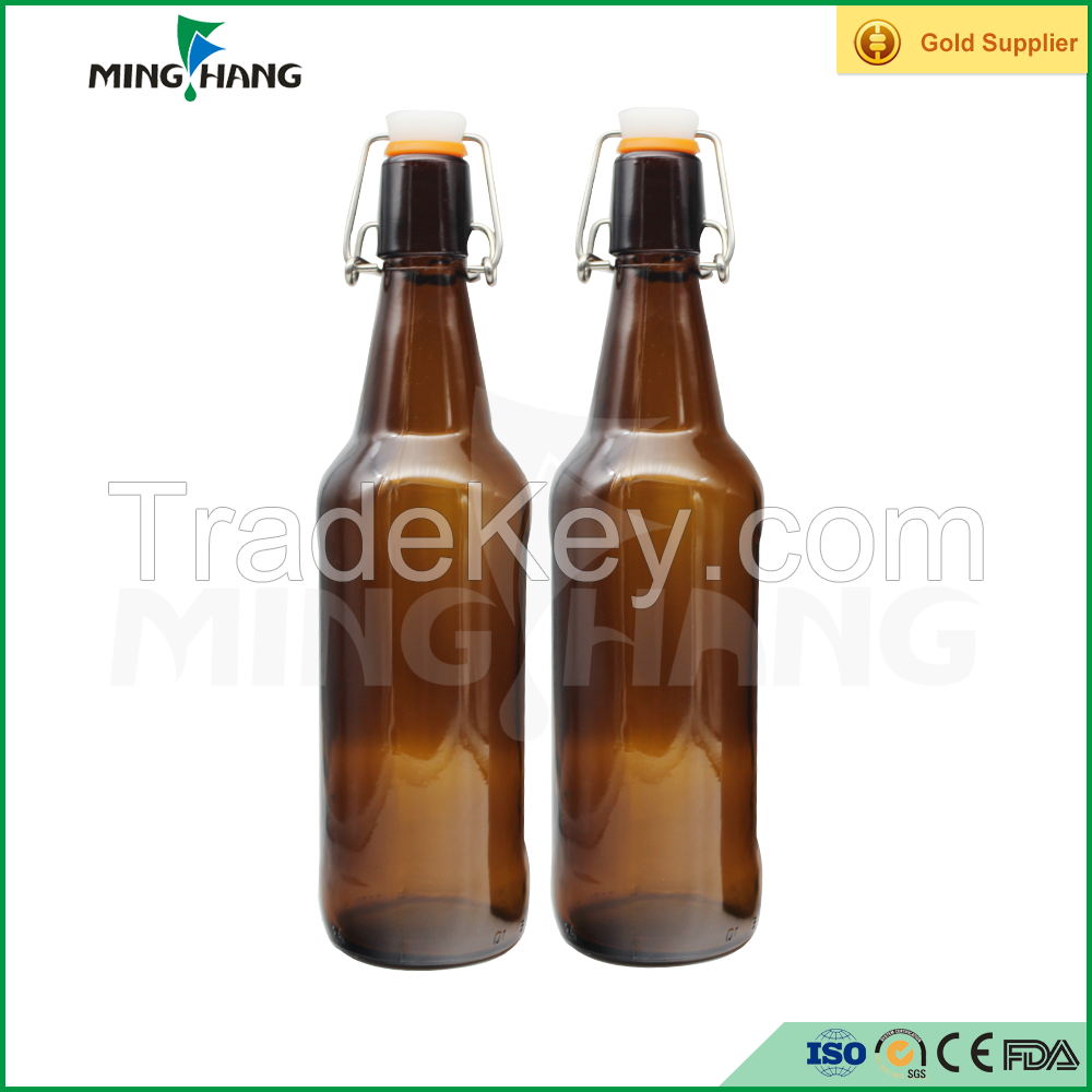 500ml amber glass wine bottle with swing cap