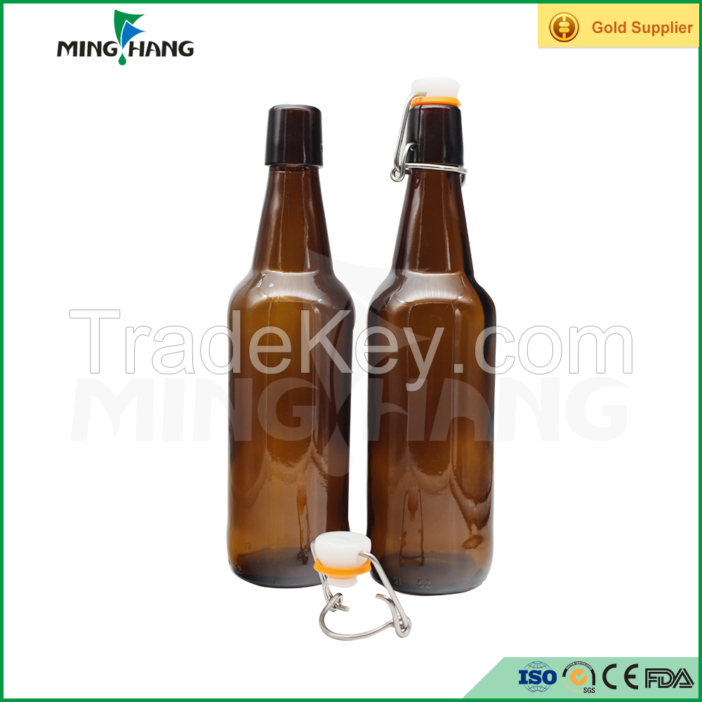 500ml amber glass wine bottle with swing cap