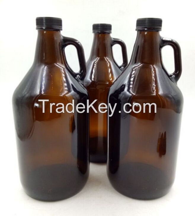 64oz amber/clear glass growler