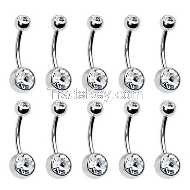 316L stainless steel plated epoxy basic style belly button rings navel bar body piercing jewelry wholesale