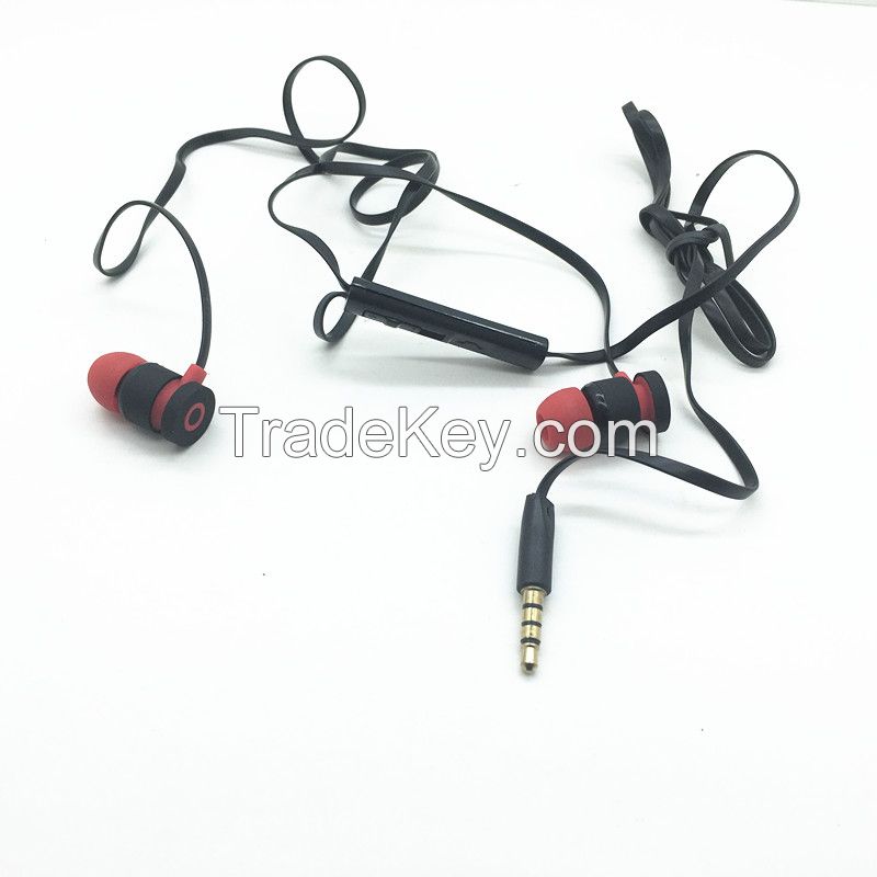 world wide popular flat cable stereo earphone with silicone ear muff